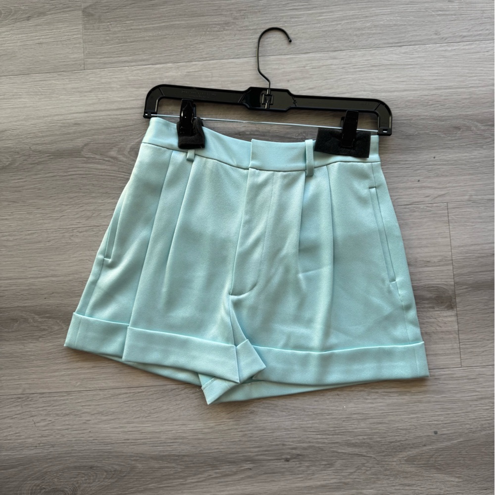 Alice + Olivia Aqua Pleated Shorts